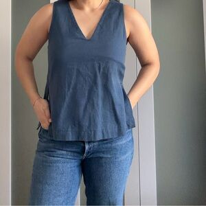 Babaton Navy Sleeveless V-Neck Top